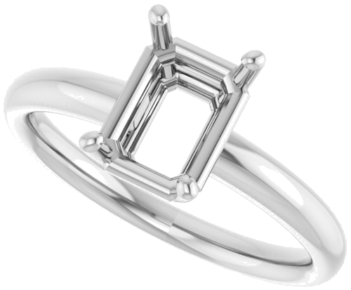 14K White 8x6 mm Emerald Engagement Ring Mounting (5)