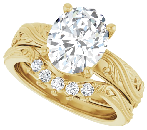 Sužadėtuvių Žiedas „Solitaire Sculptural“ 14k yellow gold Oval 10mm x 8mm (10)