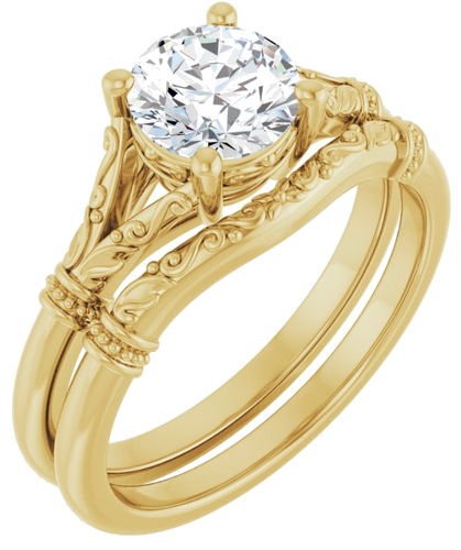 14K Yellow 6.5 mm Round Solitaire Engagement Ring Mounting (6)