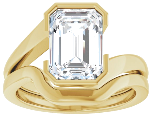 Sužadėtuvių Žiedas „Half-Bezel Solitaire“ 14k yellow gold Emerald 10mm x 7mm (8)
