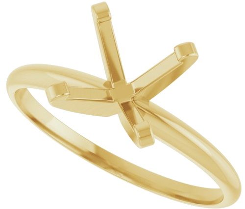 14K Yellow 6 x 6 mm Square Ultra-Lightweight Solitaire Engagement Ring Mounting (5)