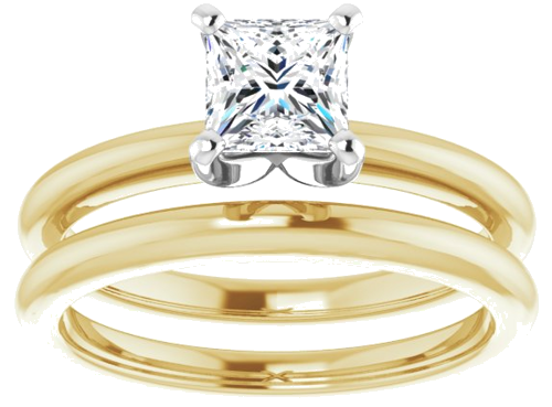 Sužadėtuvių Žiedas 14k yellow/white gold Square 5mm (8)