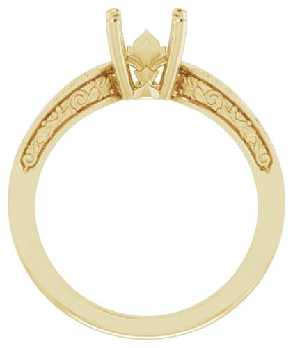 Sužadėtuvių Žiedas „Solitaire Floral“ 14k yellow gold Asscher 5.5mm (2)
