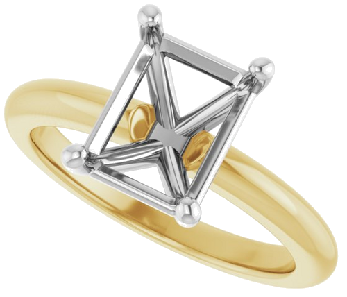 Sužadėtuvių Žiedas 14k yellow/white gold Emerald 9mm x 7mm (5)