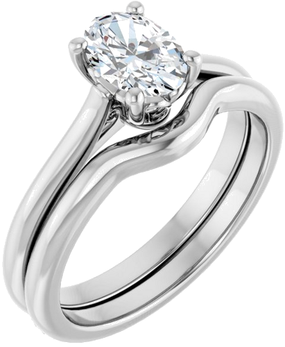 Sužadėtuvių Žiedas „Solitaire“ 585 Baltojo Aukso Oval 7mm x 5mm (6)