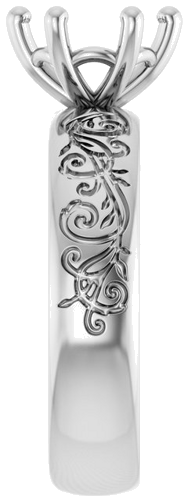 Sužadėtuvių Žiedas „Solitaire Floral“ 14k white gold Round 7.4mm (4)