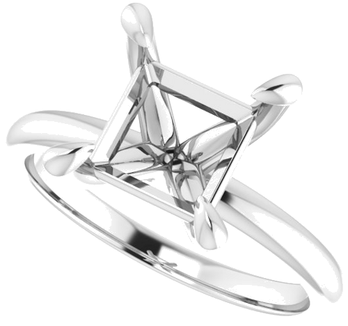 14K White  7.5x7.5 mm Square Solitaire Engagement Ring Mounting (5)