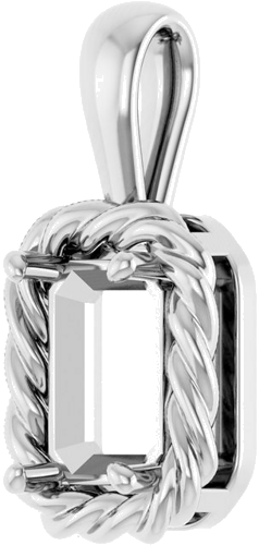 Pakabukas „Rope“ 585 Baltojo Aukso Emerald 7mm x 5mm (2)