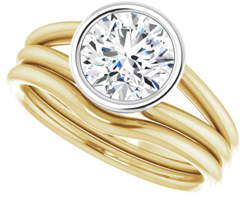 14K Yellow   White 7.4 mm Round Engagement Ring Mounting (10)