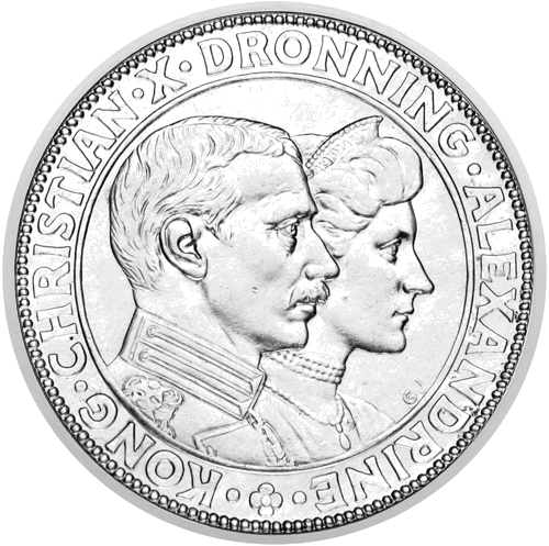 2 Kroner Christian X Silver Wedding 1923 Denmark silver coin (1)
