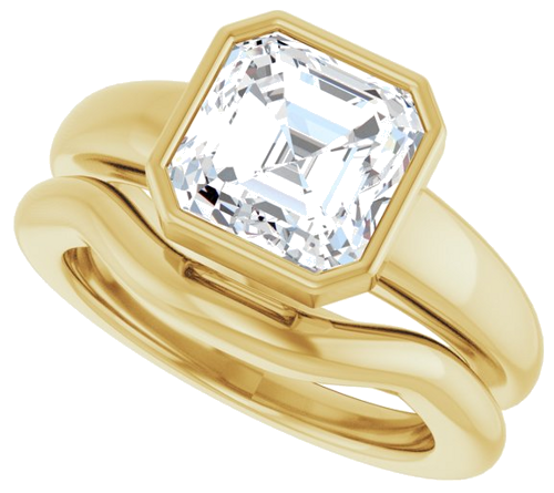 Sužadėtuvių Žiedas „Bezel-Set Solitaire“ 14k yellow gold Asscher 8mm (10)