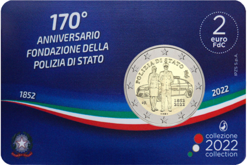 2022 Italian National Police 2 euro BU coin in card (1)
