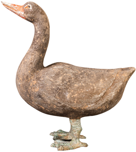 Ceramic goose figure with bronze legs, Mingqi, Han Dynasty, 2nd–1st century BC (1)
