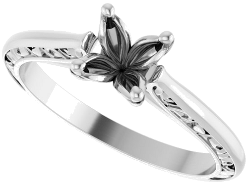 Sužadėtuvių Žiedas „Solitaire Sculptural“ 14k white gold Round 5.8mm (5)