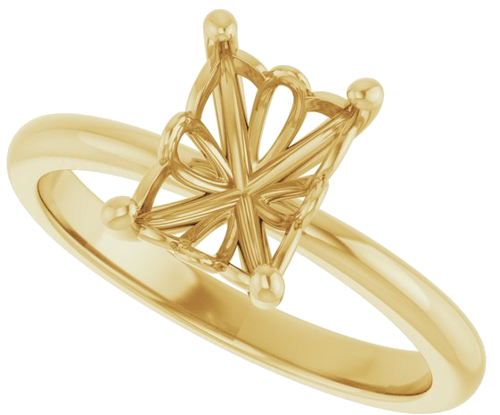 14K Yellow 8x6 mm Emerald Solitaire Engagement Ring Mounting (5)