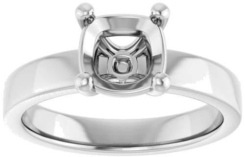 14K White 7 mm Cushion Solitaire Engagement Ring Mounting (3)