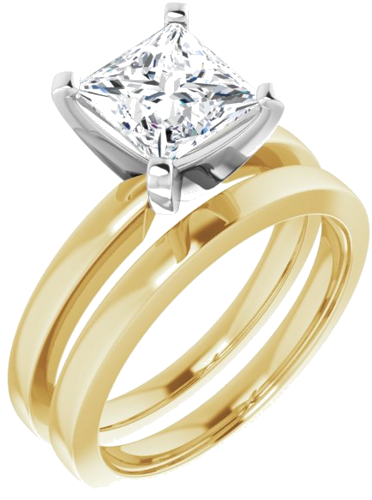 Sužadėtuvių Žiedas „Solitaire“ 585 Baltojo Ir Geltonojo Aukso Square 6.5mm (6)