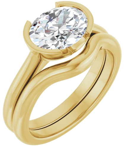 Sužadėtuvių Žiedas „Half-Bezel Solitaire“ 14k yellow gold Oval 9mm x 7mm (6)
