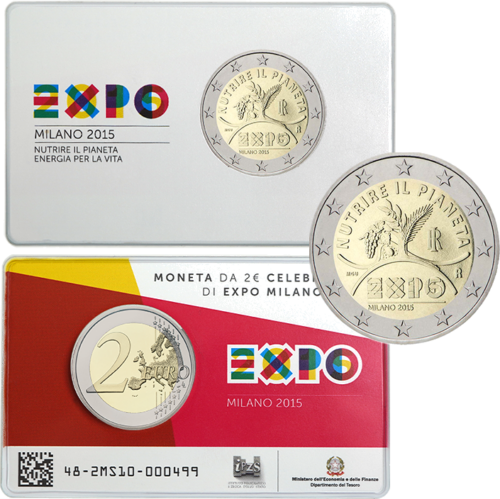 2015 Italija Expo Milano 2 eurų moneta BU kortelėje (3)