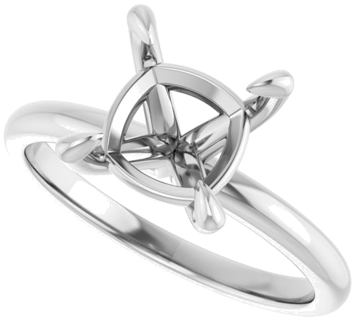 14K White  8x8 mm Cushion Solitaire Engagement Ring Mounting (5)