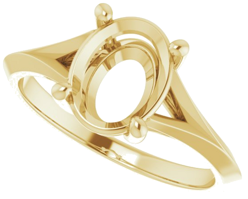 14K Yellow 9x7 mm Oval Solitaire Engagement Ring Mounting (5)