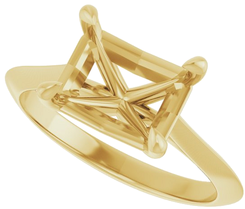 14K Yellow 9x7 mm Emerald Solitaire Engagement Ring Mounting (5)