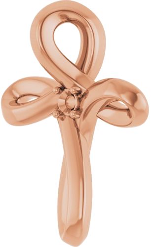 Pakabukas „Solitaire Cross“ 14k rose gold Round 1.5mm (2)