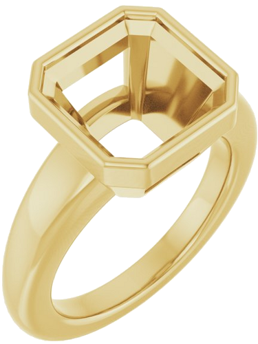 Sužadėtuvių Žiedas „Bezel-Set Solitaire“ 10k yellow gold Asscher 10mm (1)