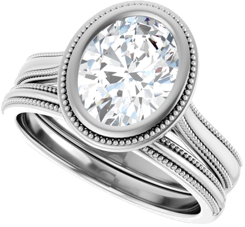 14K White 9x7 mm Oval Solitaire Engagement Ring Mounting (10)