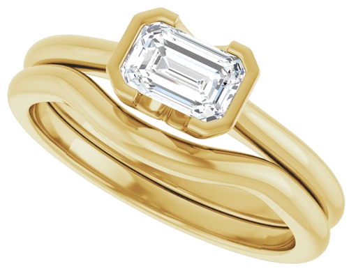 Sužadėtuvių Žiedas „Half Bezel Solitaire“ 585 Geltonojo Aukso Emerald 6mm x 4mm (10)