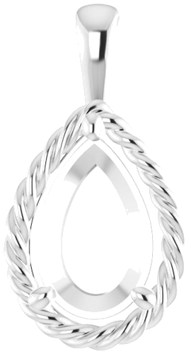 14K White  12x8 mm Pear Pendant Mounting (1)