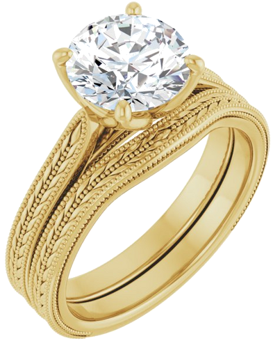 14K Yellow  8 mm Round Solitaire Engagement Ring Mounting (6)