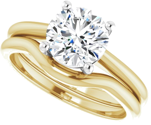 Sužadėtuvių Žiedas „Solitaire“ 14k yellow/white gold Round 7.4mm (10)