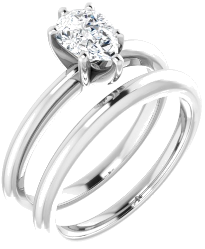 14K White  7x5 mm Pear Solitaire Engagement Ring Mounting (6)