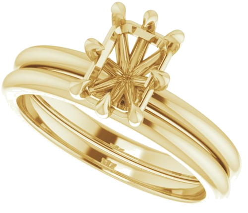 14K Yellow 7x5 mm Emerald Solitaire Engagement Ring Mounting (10)