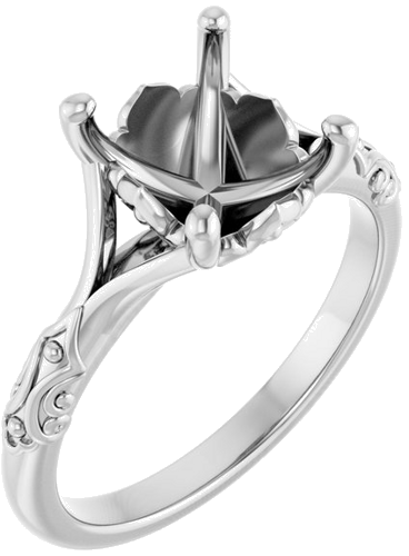 Sužadėtuvių Žiedas „Solitaire Sculptural“ 14k white gold Oval 10mm x 8mm (1)