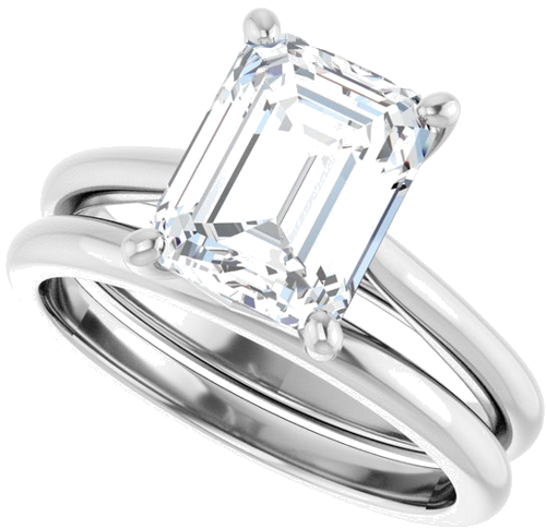 14K White 9x7 mm Emerald Solitaire Engagement Ring Mounting (10)