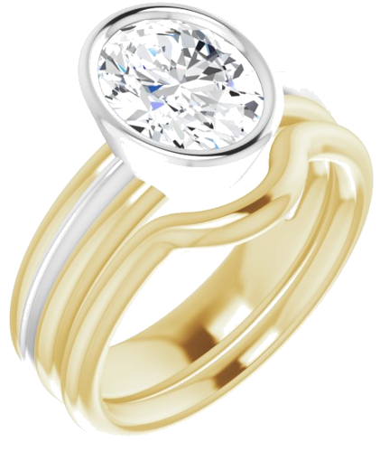 Sužadėtuvių Žiedas „Bezel-Set Solitaire“ 14k yellow/white gold Oval 9mm x 7mm (6)