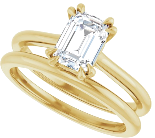 Sužadėtuvių Žiedas „Solitaire“ 585 Geltonojo Aukso Emerald 7mm x 5mm (10)