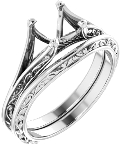 Sužadėtuvių Žiedas „Solitaire“ 585 Baltojo Aukso Square 5mm (6)