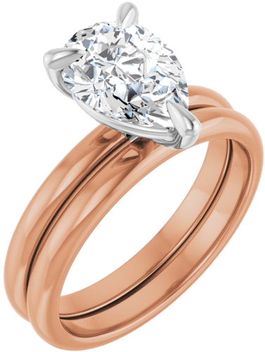 14K Rose White 10 x 7 mm Pear Engagement Ring Mounting (6)