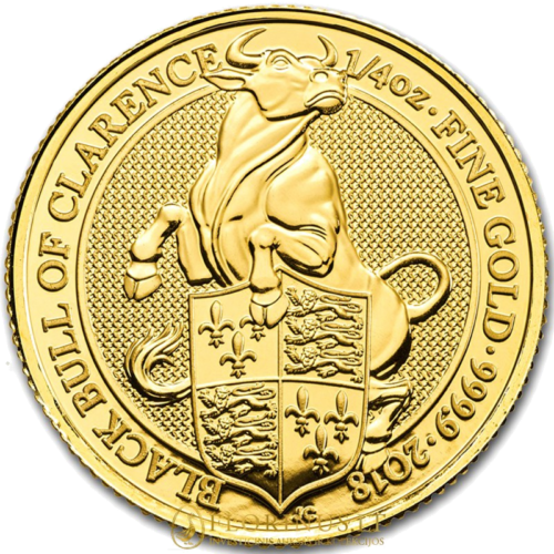 2018 Juodasis Jautis Karalienės žvėrys 1/4 oz auksinė moneta (1)