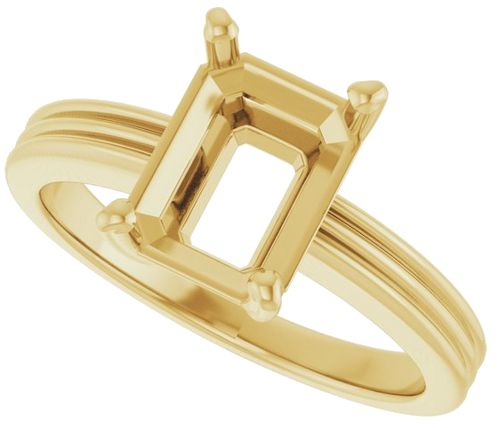 Sužadėtuvių Žiedas „Solitaire“ 585 Geltonojo Aukso Emerald 9mm x 7mm (5)