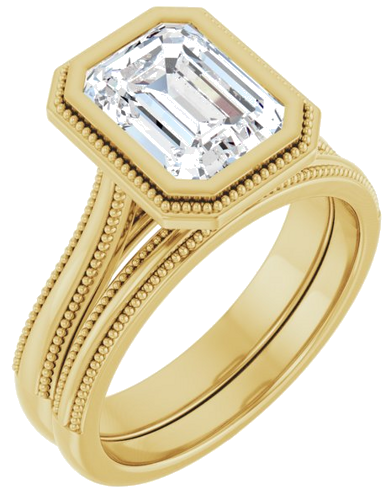 Sužadėtuvių Žiedas „Bezel-Set Solitaire“ 10k yellow gold Emerald 8.5mm x 6.5mm (6)