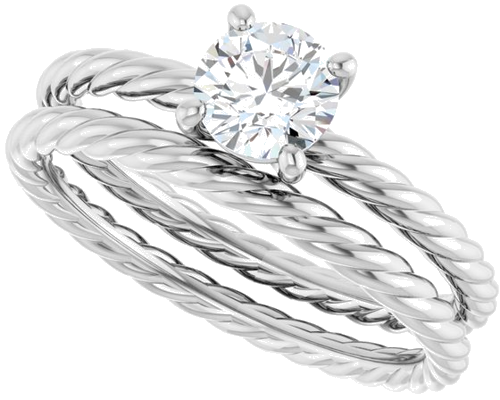 Sužadėtuvių Žiedas „Solitaire“ 585 Baltojo Aukso Round 5.2mm (10)