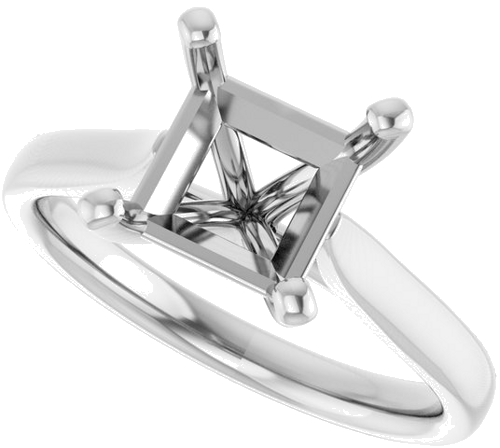 Sužadėtuvių Žiedas „Solitaire“ 585 Baltojo Aukso Square 7mm (5)