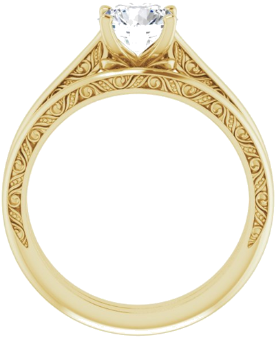 Sužadėtuvių Žiedas „Solitaire Sculptural“ 14k yellow gold Round 6.5mm (7)