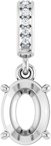 Pakabukas „Accented“ 585 Baltojo Aukso Oval 8mm x 6mm (1)