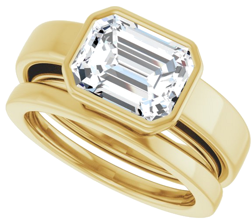 Sužadėtuvių Žiedas „Bezel-Set Solitaire“ 14k yellow gold Emerald 9mm x 7mm (10)