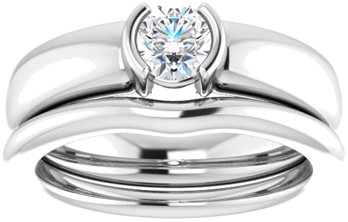 Sužadėtuvių Žiedas „Half Bezel Solitaire“ 585 Baltojo Aukso Round 4.8mm (8)